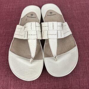 Ruff Hewn Women’s Ivory Cream Leather Thong Flip Flop Sandals Size 11M EUC